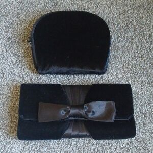 Small Black Cosmetic Bag and Clutch With Bow.